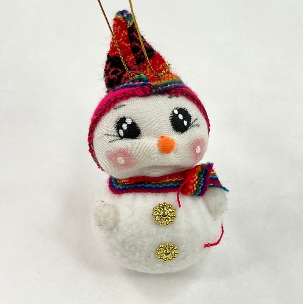 Vintage Snowman Folk Art Fabric Ornament